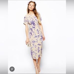 ASOS Dress in Tropical Leaf Print with V Back (NWT)